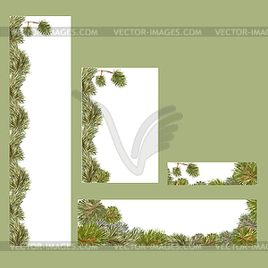 Pine tree banners sec - color vector clipart