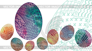 Egg patchwork, waterc, card 9 back - vector clipart