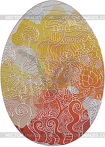 Easter egg rural spot day red embossed - vector clip art