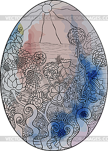 Easter egg rural spot sea tender black - vector image