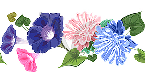 Flowers conw aster card brush - vector image