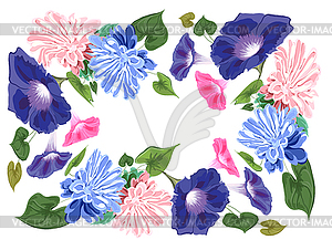 Flowers conw aster qaudr - vector clip art