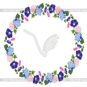 Flowers conw aster round frame - vector clipart