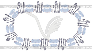 Plates spoon ellipse - vector clipart