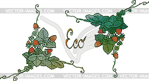 Strawberry watercolor vignettes - vector image