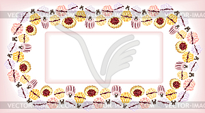 Cake different card invitation - color vector clipart