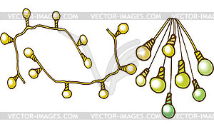 Garlands electric lamps loft brush - vector image