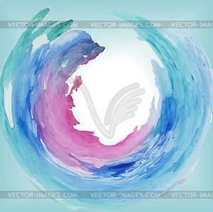 Round frame watercolor spots sea - vector clipart / vector image