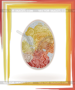 Easter egg red orange watercolor - vector clipart