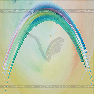 Arch rainbow cloudy sky watercolor spots - vector clipart