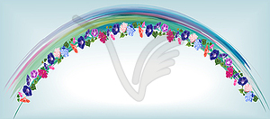 Invitation arch convolvulus, astra flowers - vector image