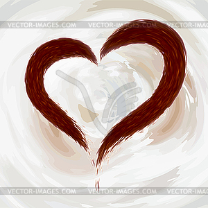 Heart made of coffee, cocoa - vector image