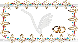 Frame hearts gold, rubies and sapphires, and gold - vector image