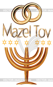 MazelTov gold ring Menora 1.eps - vector image