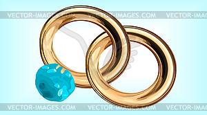 Иллюстрация двух обручальных колец с одной - изображение в формате EPS
