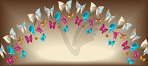 Arch of jewelry butterflies in form of gems, - vector EPS clipart