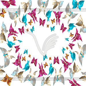 Framed by frame of jewelry butterflies in form of - vector image