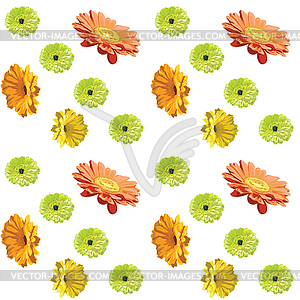 Gerbera flowers-seamless geometric pattern - vector image