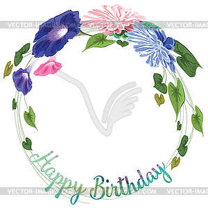 Frame of flowers delicate painted in -aster and - vector clipart / vector image