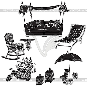 Silhouette black in - furniture fo - vector image