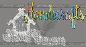 Card with an inscription handwork on gray backgroun - vector image