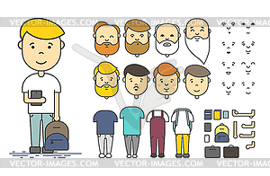 Man character creation set - color vector clipart