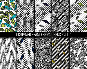 Tropical seamless patterns set - vector clipart