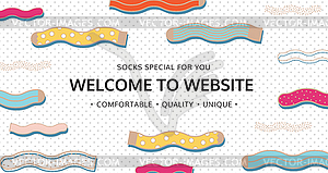 Welcome to website for socks shop - vector clipart