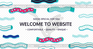 Добро пожаловать на сайт для носков магазина - векторное изображение клипарта
