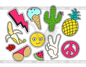 Fashion patch badges set - vector clipart