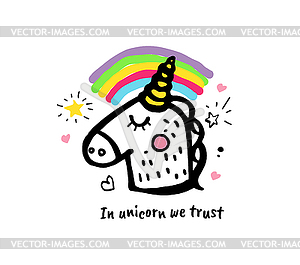 In unicorn we trust. cartoon sketch - royalty-free vector clipart