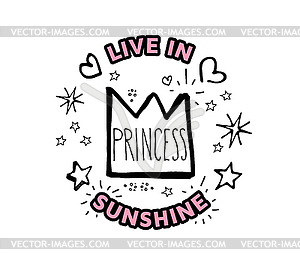 Принцесса. Живи на солнце. эскиз мультяшныйа b - векторный клипарт EPS