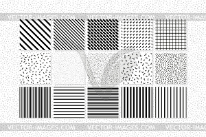 Universal seamless patterns set of simple elements - white & black vector clipart