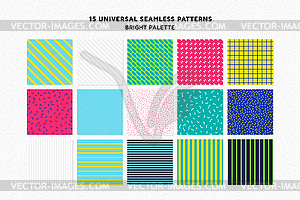 Universal seamless patterns set of simple elements - vector image
