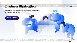 Business . Young people work together Freelan - vector image