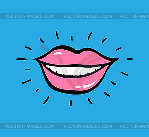 Pop art red lips with text Ha Ha Ha - vector clipart