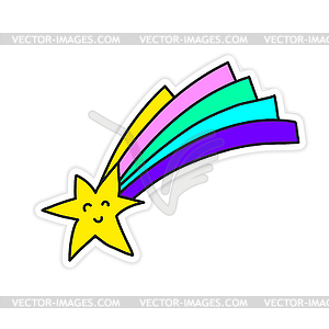 Little Funny shooting star Sticker - vector clip art