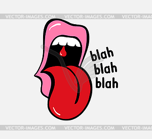 Pop art speaking red lips. Tongue sticking out - vector image