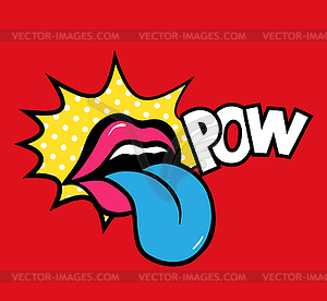 Pop art speaking red lips. Tongue sticking out - vector clipart