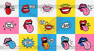 Pop art lips seamless pattern. sexy woman s lips - vector clipart / vector image