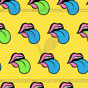 Comic cute youth lips seamless pattern. Teen - vector image