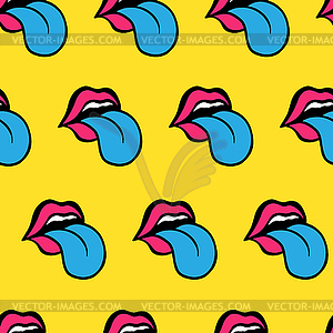 Comic cute youth lips seamless pattern. Teen - vector image