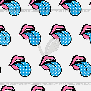 Comic cute youth lips seamless pattern. Teen - vector clipart