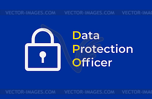 DPO - Data Protection Officer. EU flag with with - vector clipart