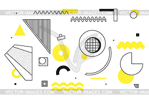 Universal trend halftone geometric shapes set - color vector clipart