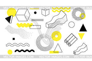 Universal trend halftone geometric shapes set - vector image