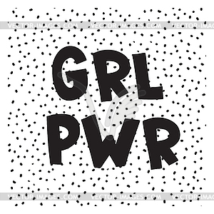 Короткая цитата GRL PWR. Девушка Power милая - векторный графический клипарт