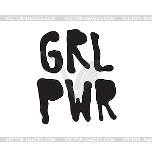 Короткая цитата GRL PWR. Девушка Power милая - стоковый клипарт
