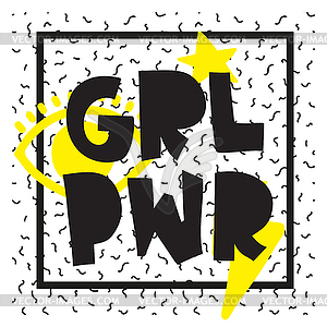 Короткая цитата GRL PWR. Девушка Power милая - клипарт в векторном формате