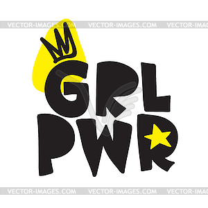 Короткая цитата GRL PWR. Девушка Power милая - векторный клипарт EPS